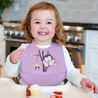 Bavoir bébé silicone impermeable fraise