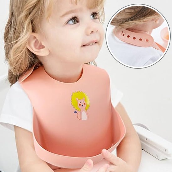 Bavoir bébé silicone imperméable rose clair