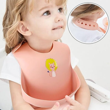 Bavoir bébé silicone imperméable rose clair