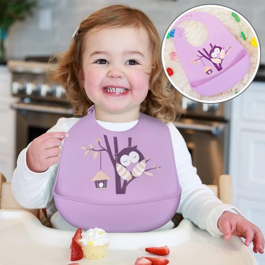Bavoir bébé silicone impermeable violet