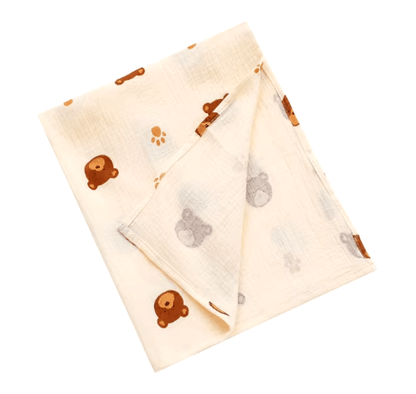 Couverture pour bébé en coton-Bébé®-NN Baby&Mummy-Marron_Ours_A9-(80x60cm)-NN Baby&amp;Mummy
