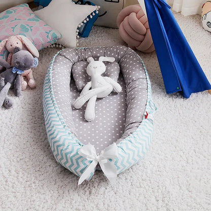 Lit de voyage bébé avec oreiller-Bébé®-NN Baby&Mummy-Gris Etoiles-NN Baby&amp;Mummy