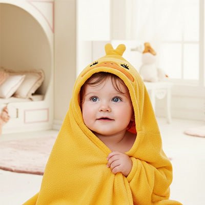 cape de bain bebe souriant